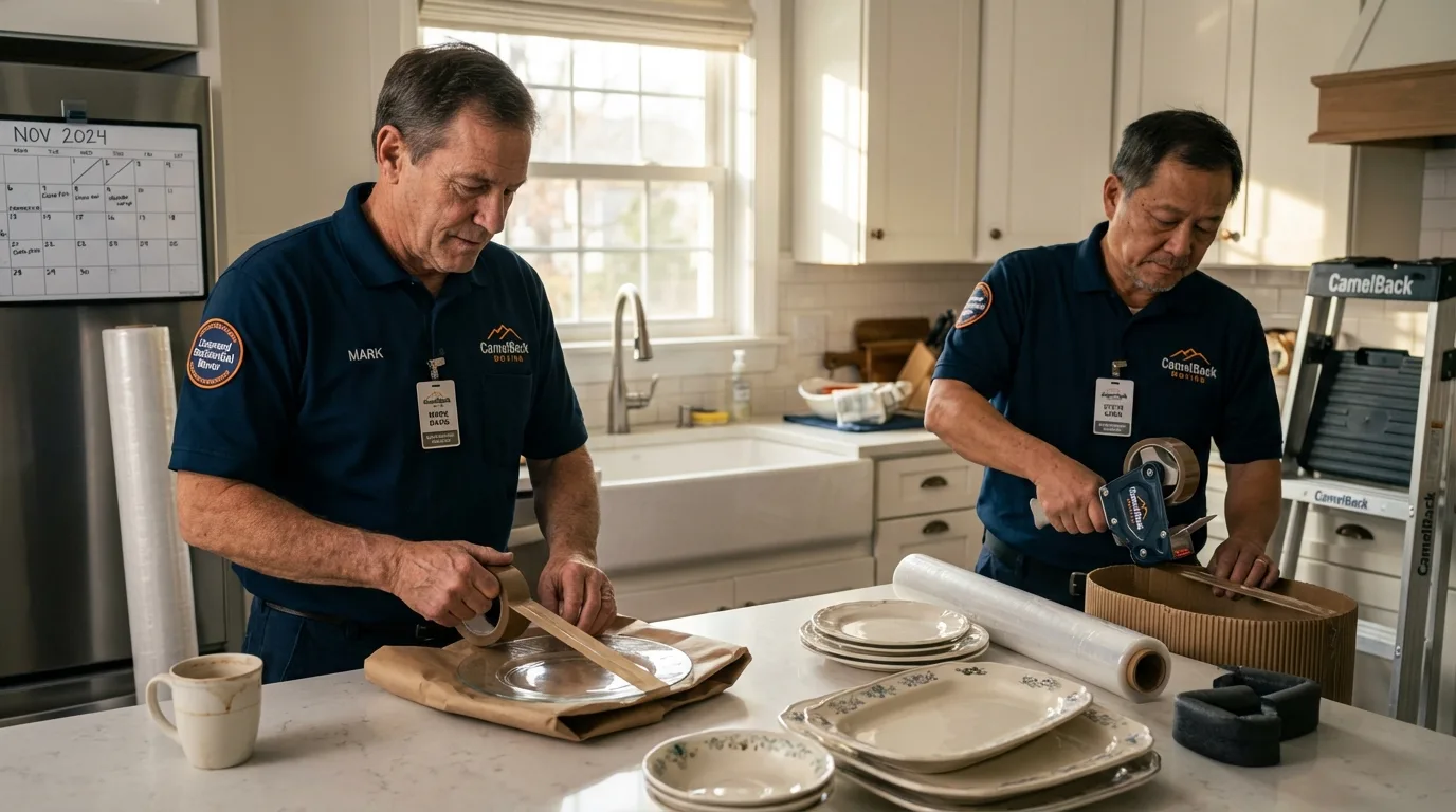 Professional crew packing kitchen dishware in Vandergrift, PA